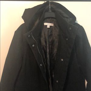 Black zip up Pea Coat with Hood (New York & Co)